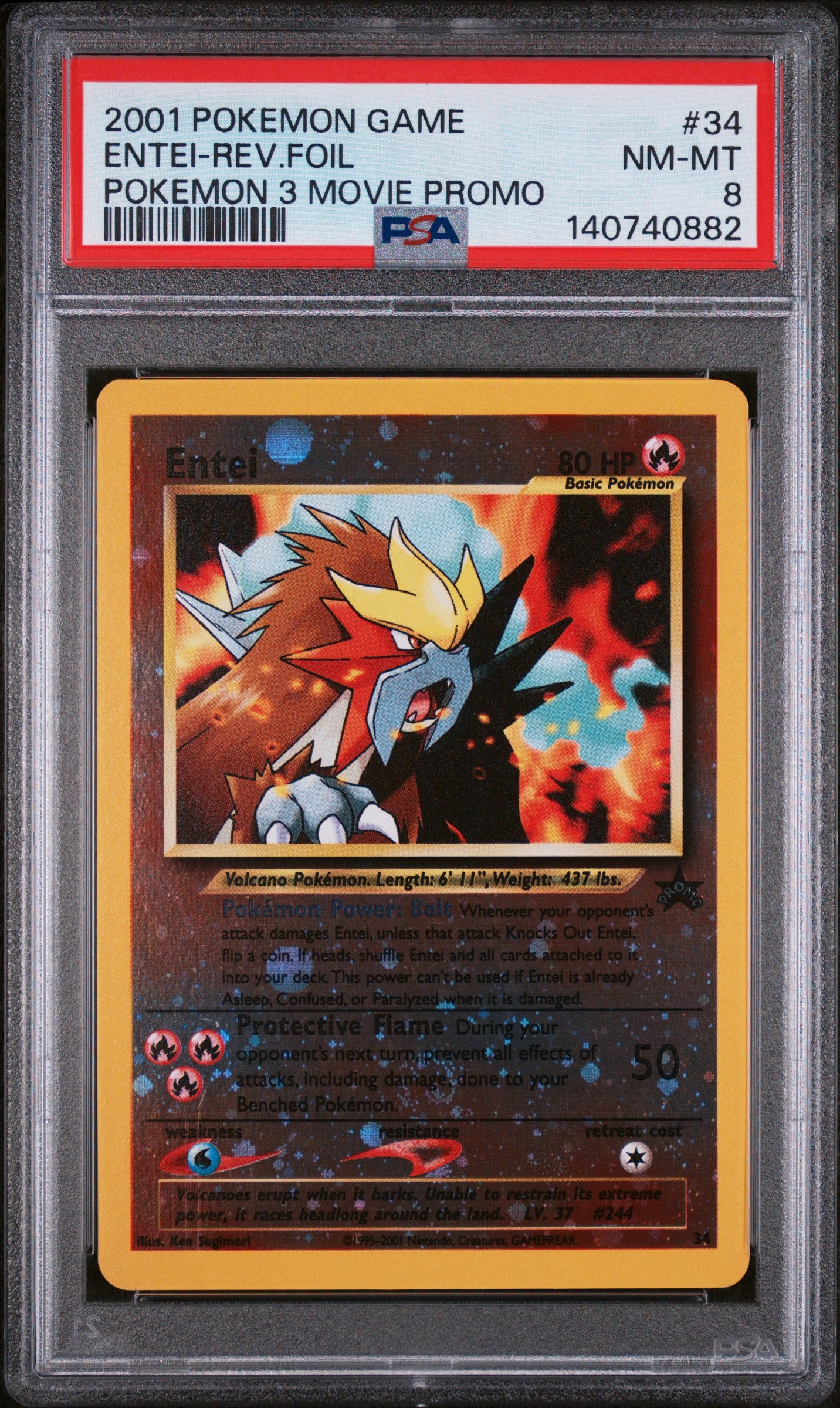 ENTEI-REV.FOIL POKEMON 3 MOVIE PROMO 2001 POKEMON GAME MOVIE PSA NM-MT 8