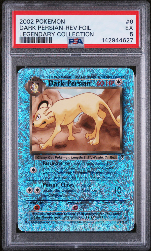 2002 POKEMON LEGENDARY COLLECTION #6 DARK PERSIAN-REV.FOIL LEGENDARY COLLECTION PSA 5