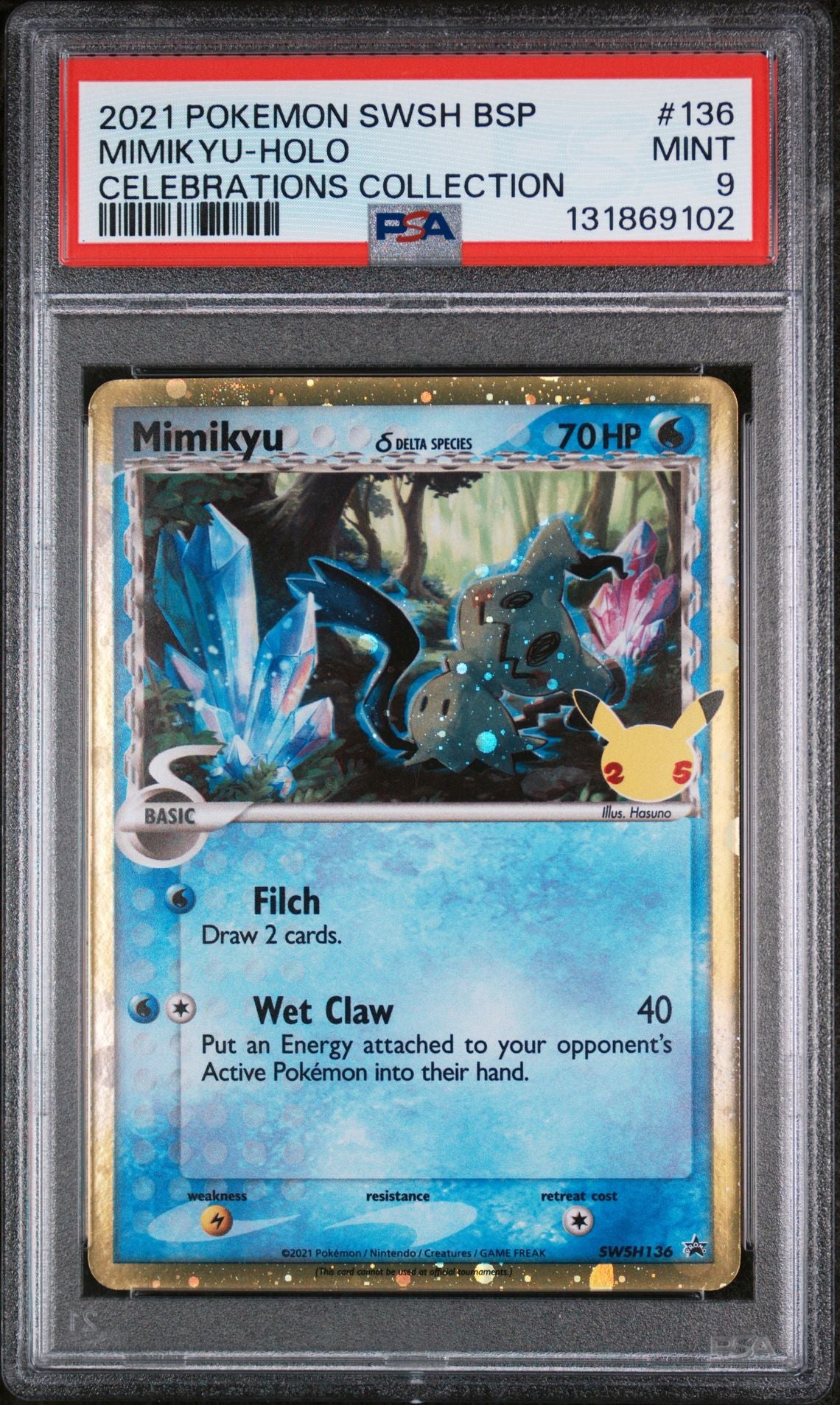 MIMIKYU-HOLO CELEBRATIONS COLLECTION 2021 POKEMON SWSH BLACK STAR PROMO PSA MINT 9