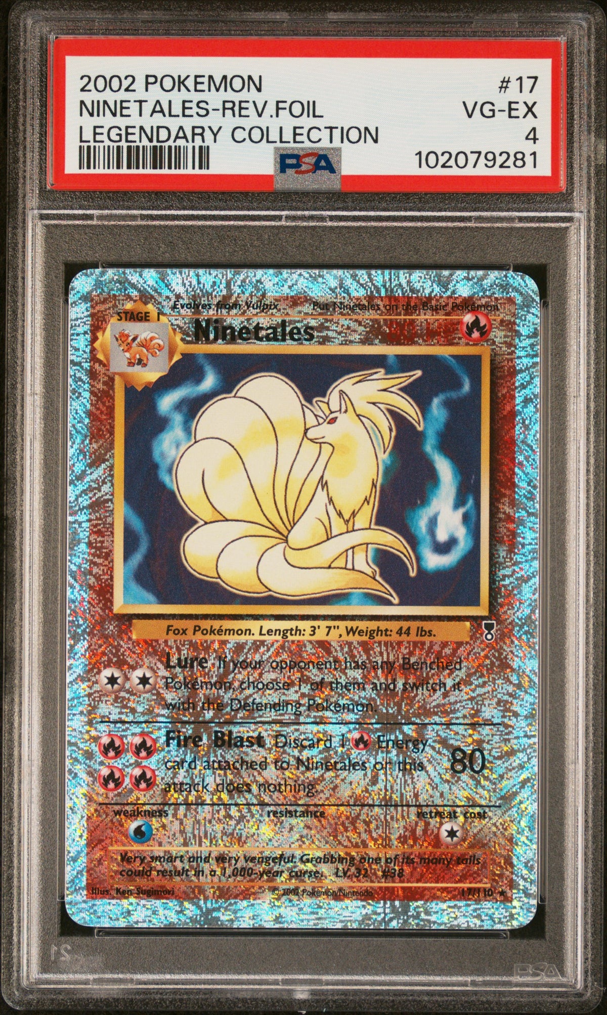 2002 POKEMON LEGENDARY COLLECTION #17 NINETALES-REV.FOIL LEGENDARY COLLECTION PSA 4