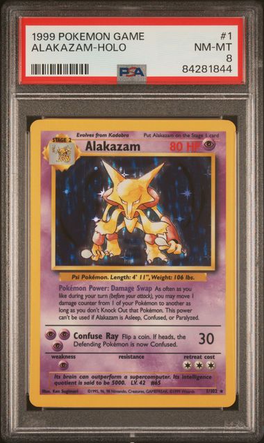 ALAKAZAM-HOLO 1999 POKEMON GAME PSA NM-MT 8