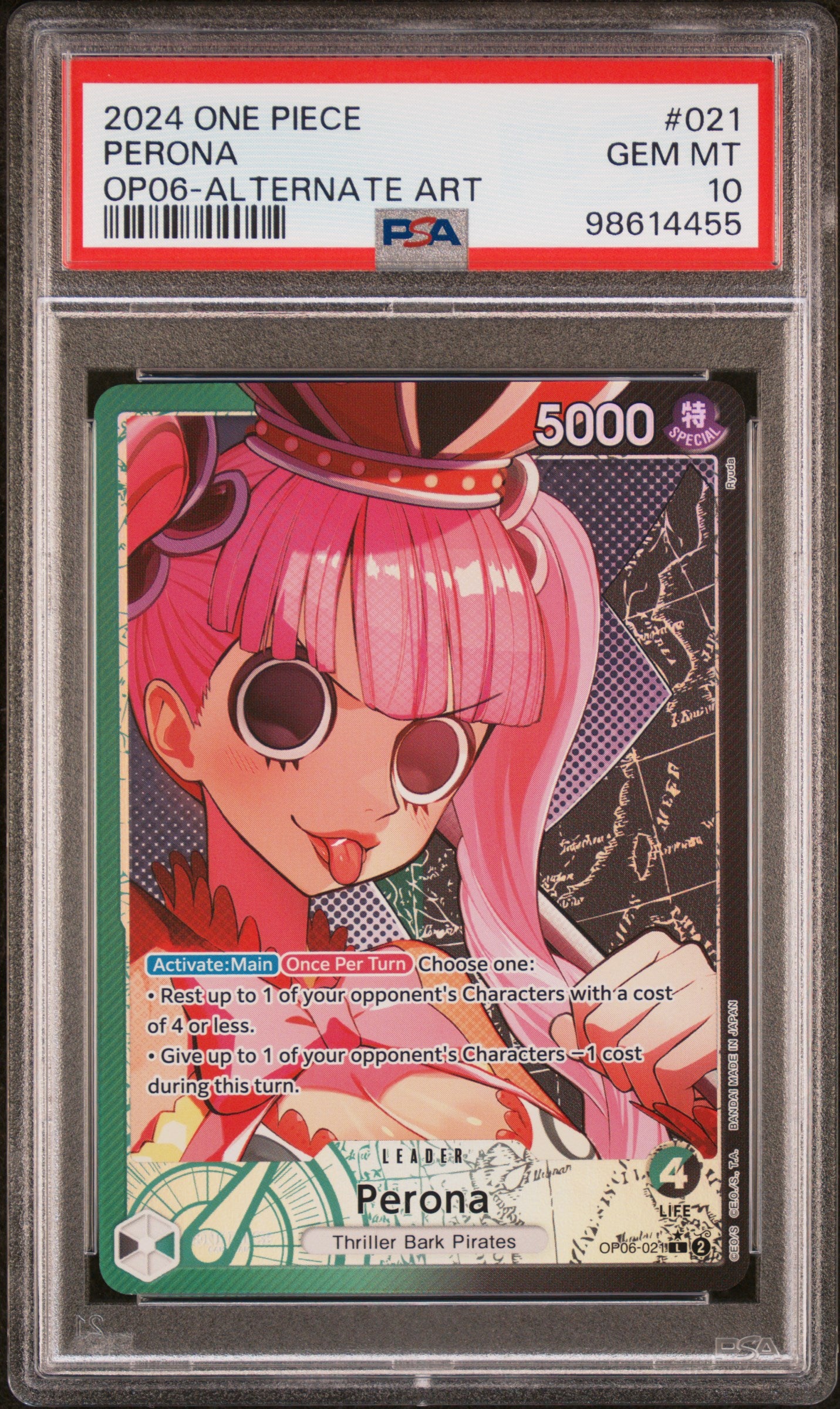 PERONA ALTERNATE ART 2024 ONE PIECE OP06-WINGS OF THE CAPTAIN PSA GEM MT 10