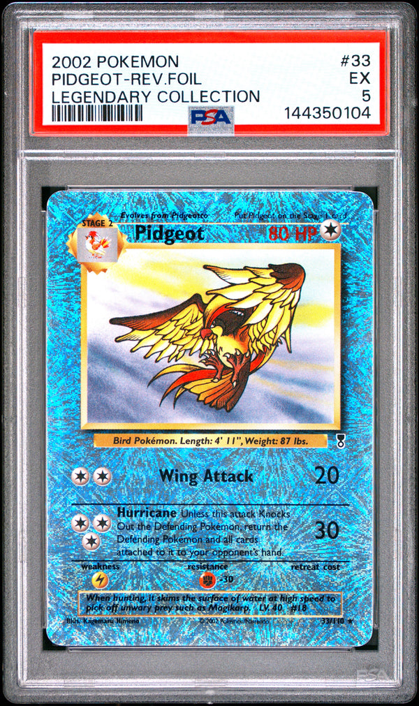 2002 POKEMON LEGENDARY COLLECTION #33 PIDGEOT-REV.FOIL LEGENDARY COLLECTION PSA 5