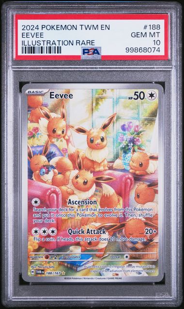 2024 POKEMON TWM EN-TWILIGHT MASQUERADE #188 EEVEE ILLUSTRATION RARE PSA 10