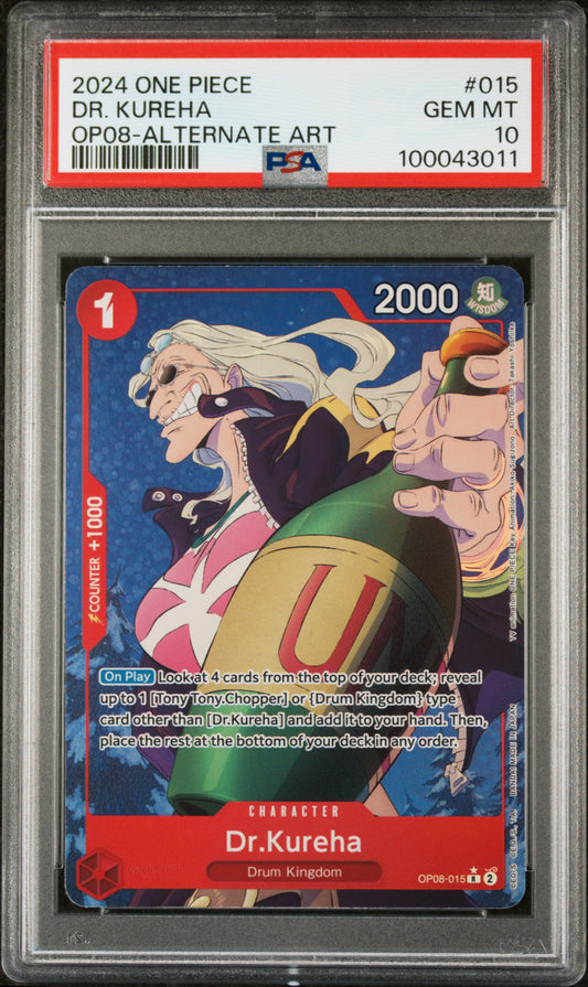 DR. KUREHA ALTERNATE ART 2024 ONE PIECE OP08-TWO LEGENDS PSA GEM MT 10