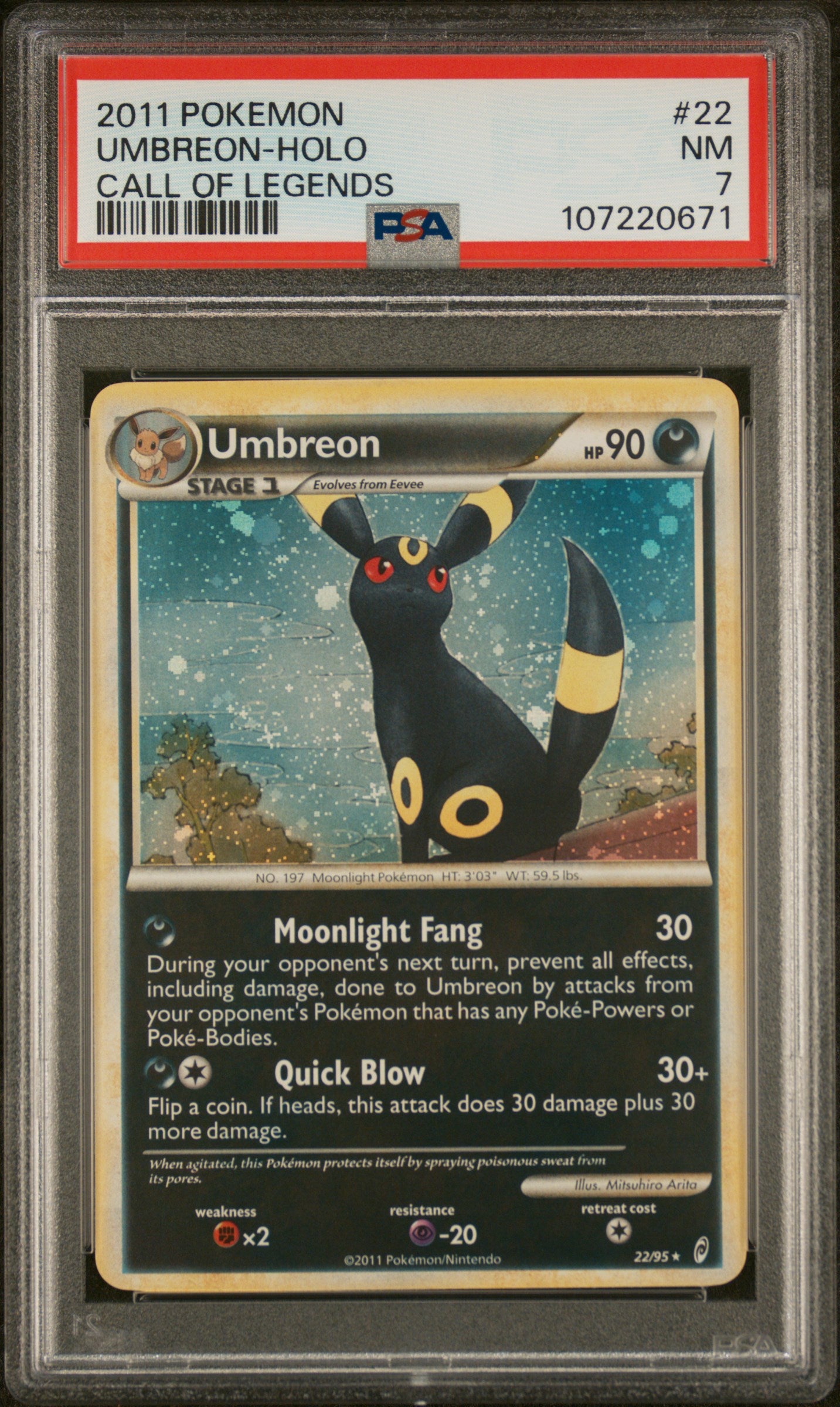 UMBREON-HOLO CALL OF LEGENDS 2011 POKEMON CALL OF LEGENDS PSA NM 7