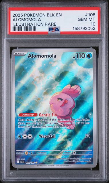 2025 Pokémon Blk EN-Black Bolt #108 Alomomola - Illustration Rare PSA 10