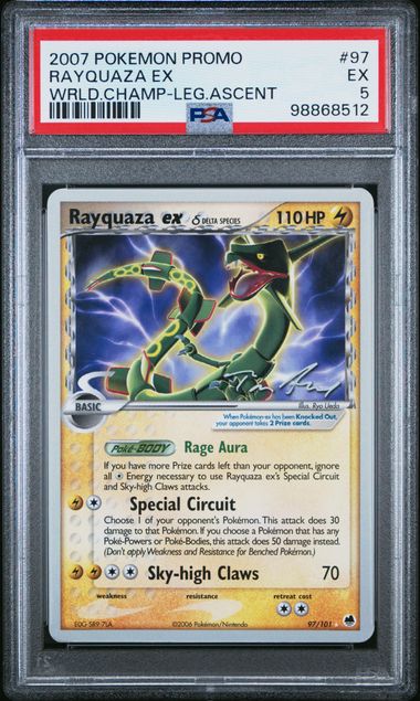2007 POKEMON WORLD CHAMPIONSHIPS PROMO #97 RAYQUAZA EX WRLD.CHAMP-LEG.ASCENT PSA 5
