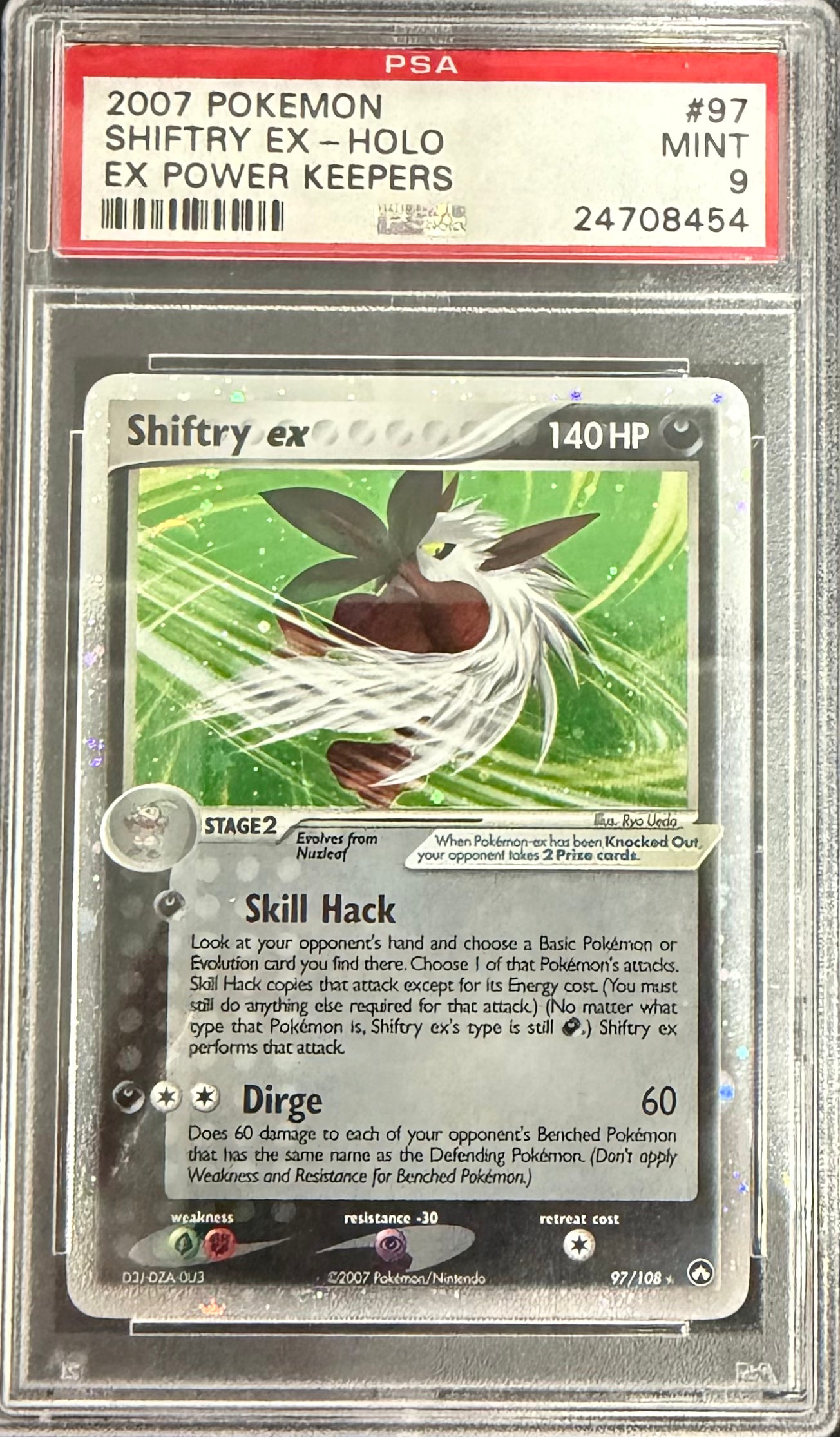 2007 POKEMON EX POWER KEEPERS #97 SHIFTRY EX-HOLO POWER KEEPERS PSA 9