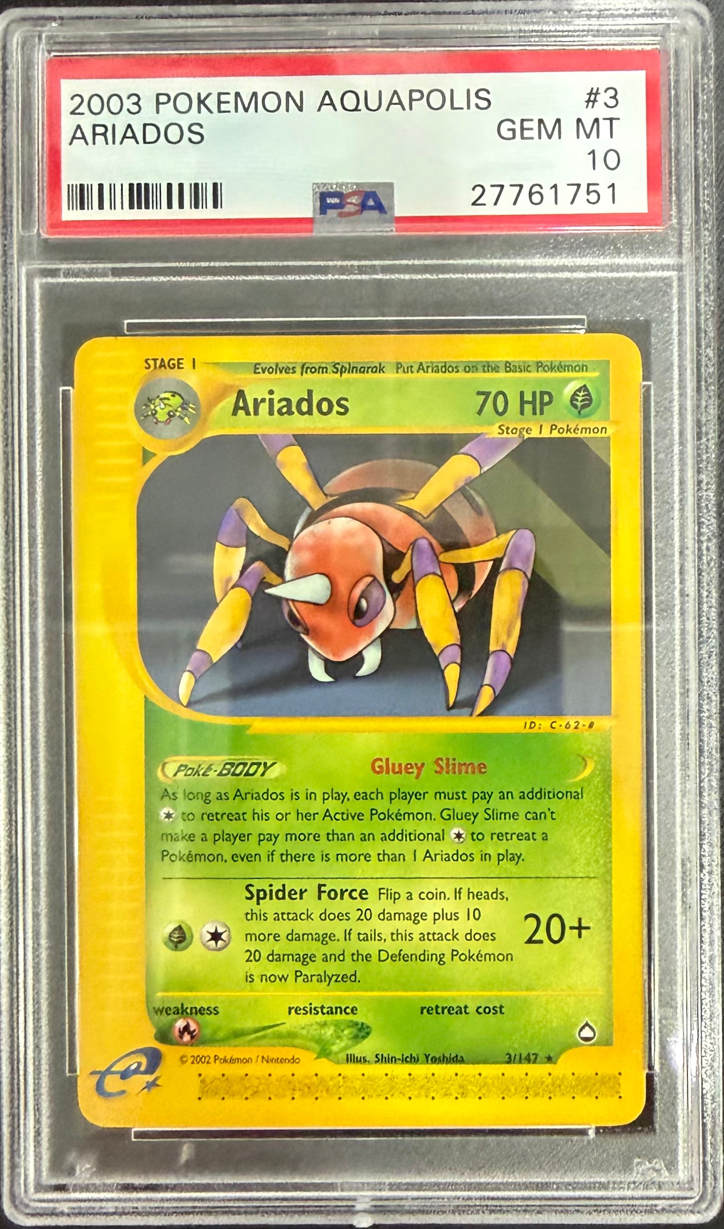 2003 POKEMON AQUAPOLIS #3 ARIADOS PSA 10
