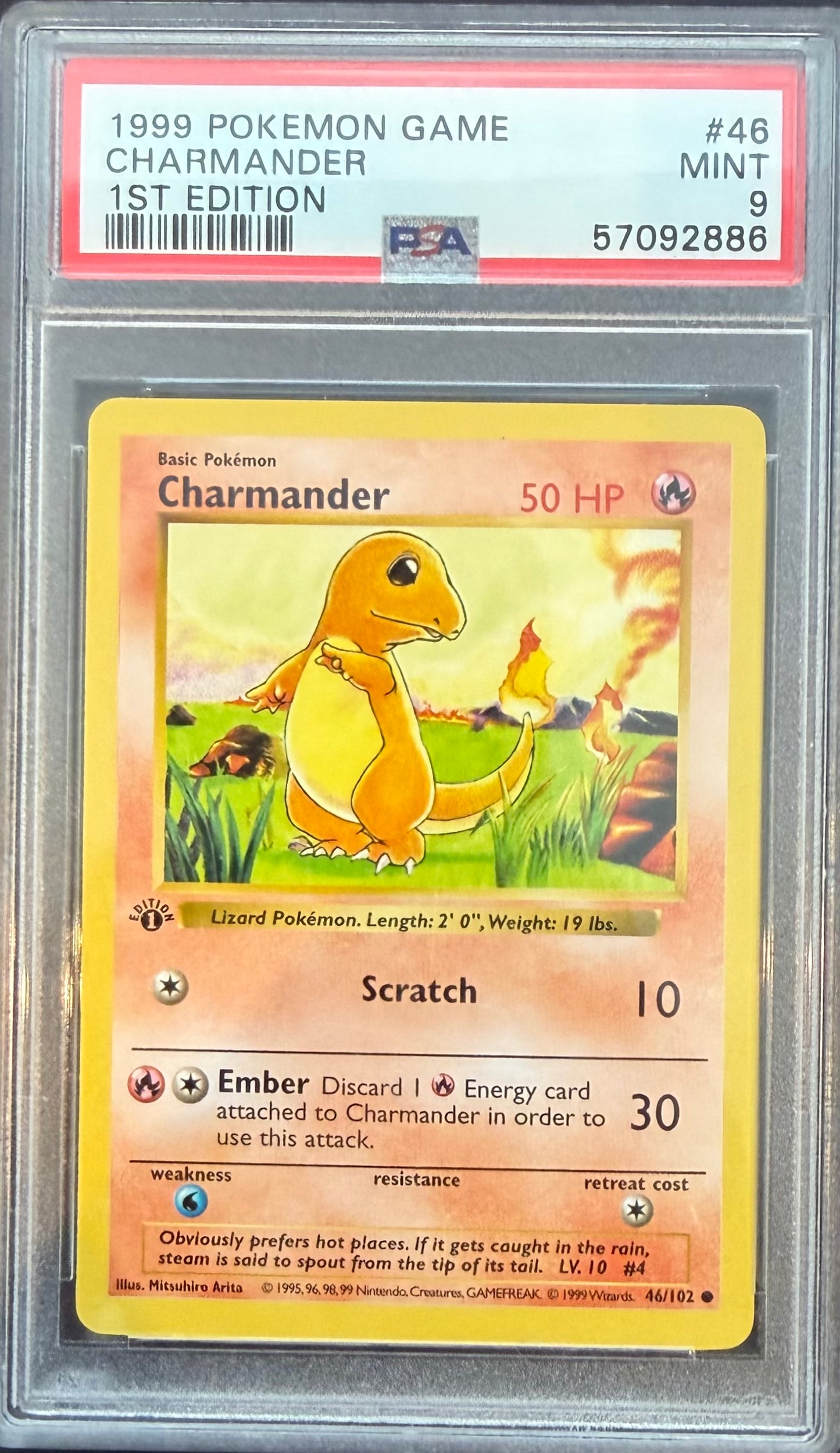 CHARMANDER 1ST EDITION 1999 POKEMON GAME PSA MINT 9