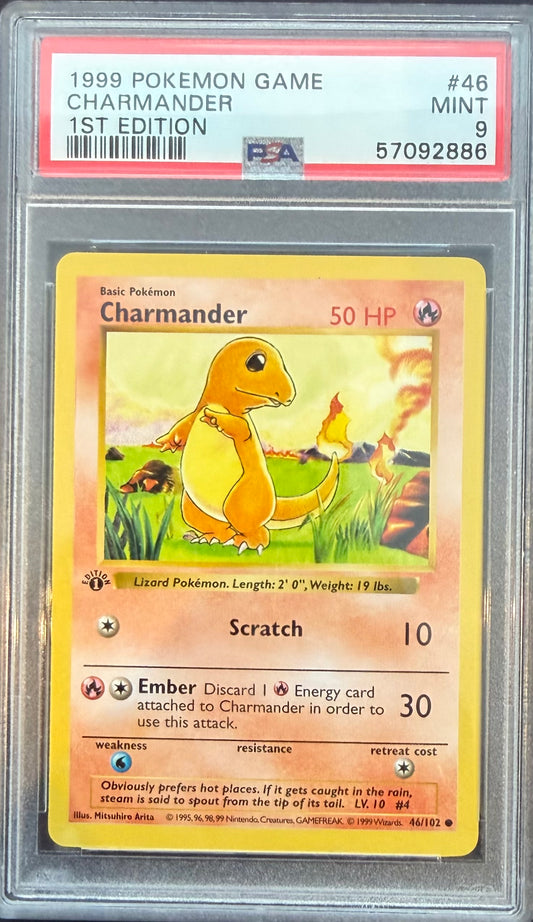 CHARMANDER 1ST EDITION 1999 POKEMON GAME PSA MINT 9