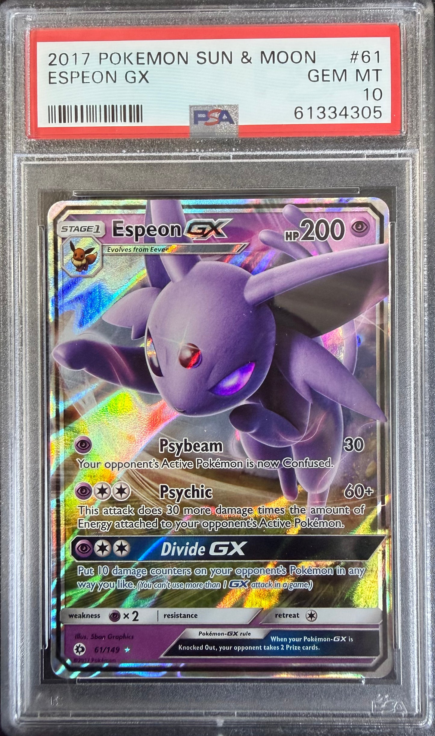 ESPEON GX 2017 POKEMON SUN & MOON PSA GEM MT 10