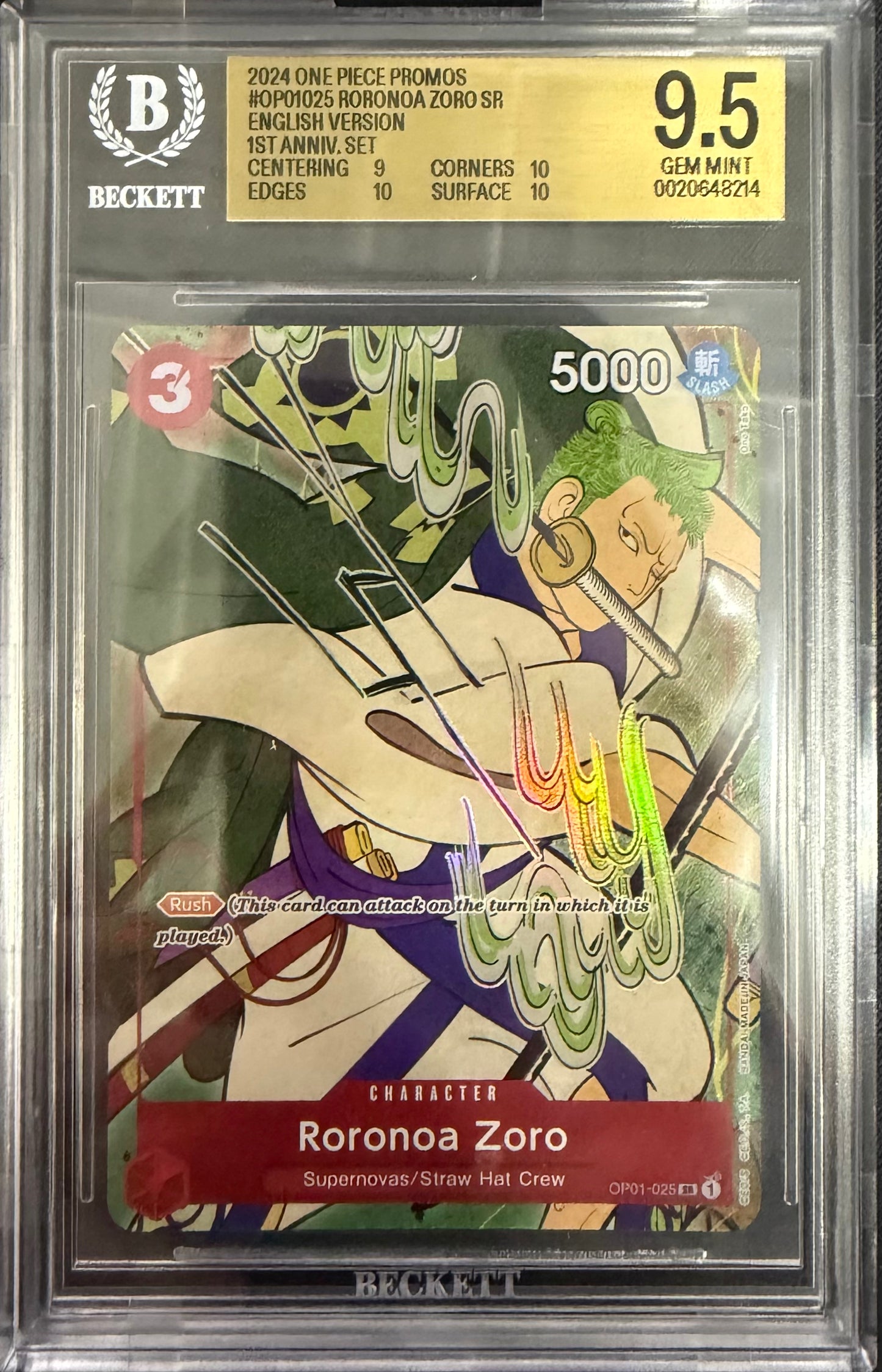 Roronoa Zoro 1st Anniversary BGS 9.5