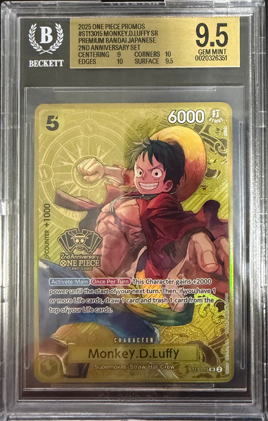 Monkey.D.Luffy SR/(Premium Bandai Japanese 2nd Anniversary Set) BGS 9.5