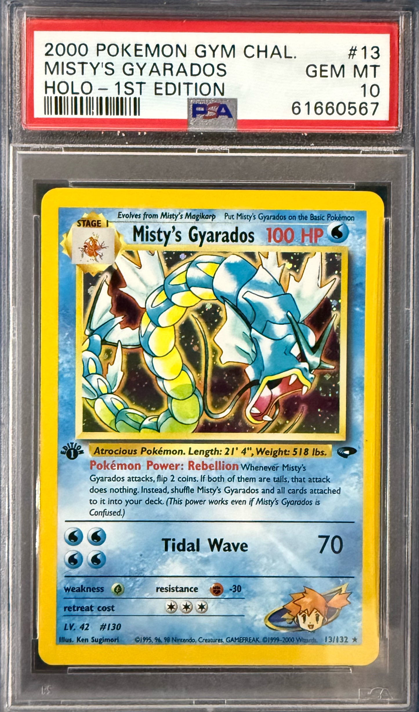 MISTY'S GYARADOS HOLO-1ST EDITION 2000 POKEMON GYM CHALLENGE Graded GEM MT 10