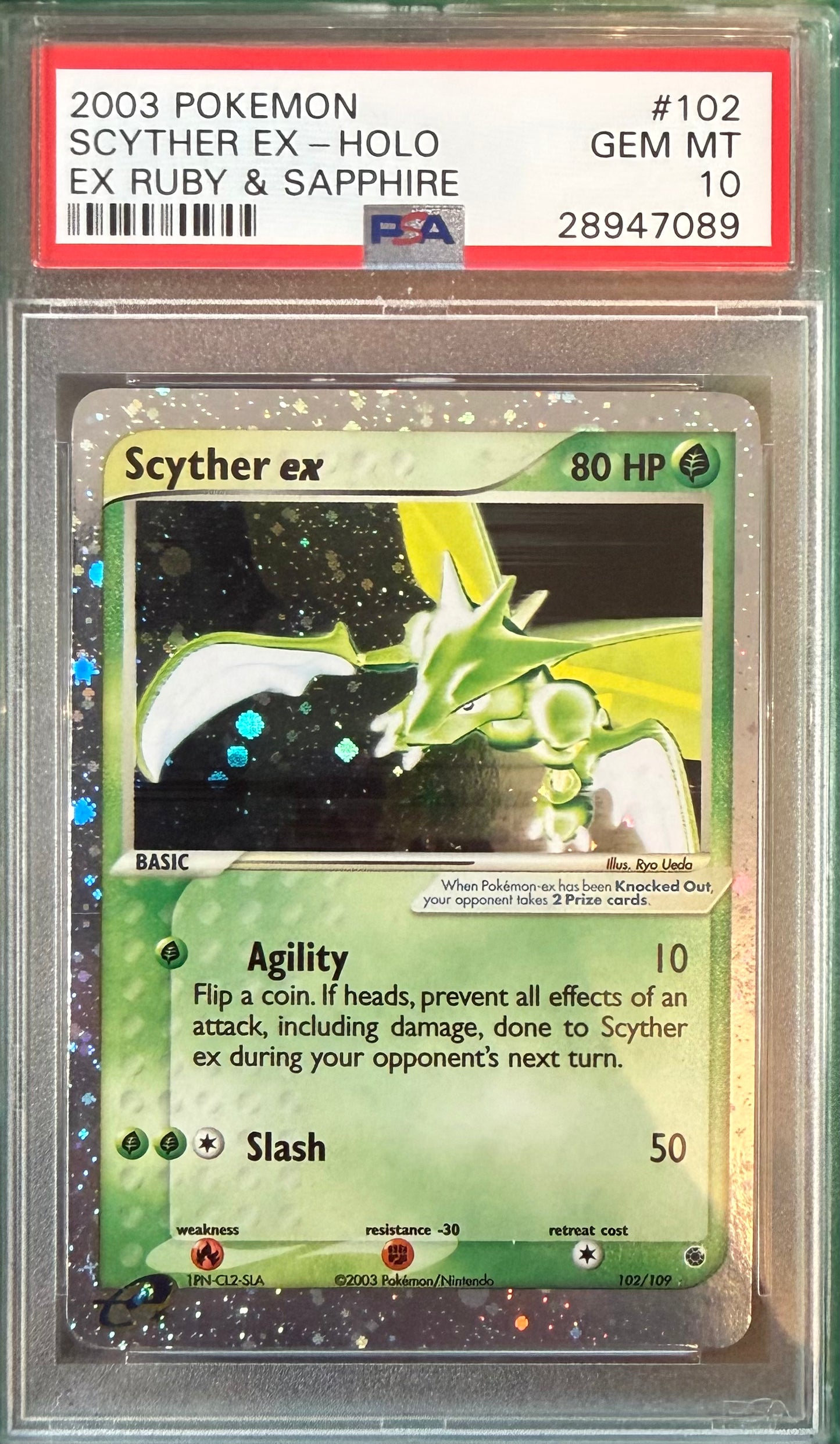 SCYTHER EX-HOLO RUBY & SAPPHIRE 2003 POKEMON EX RUBY & SAPPHIRE PSA GEM MT 10