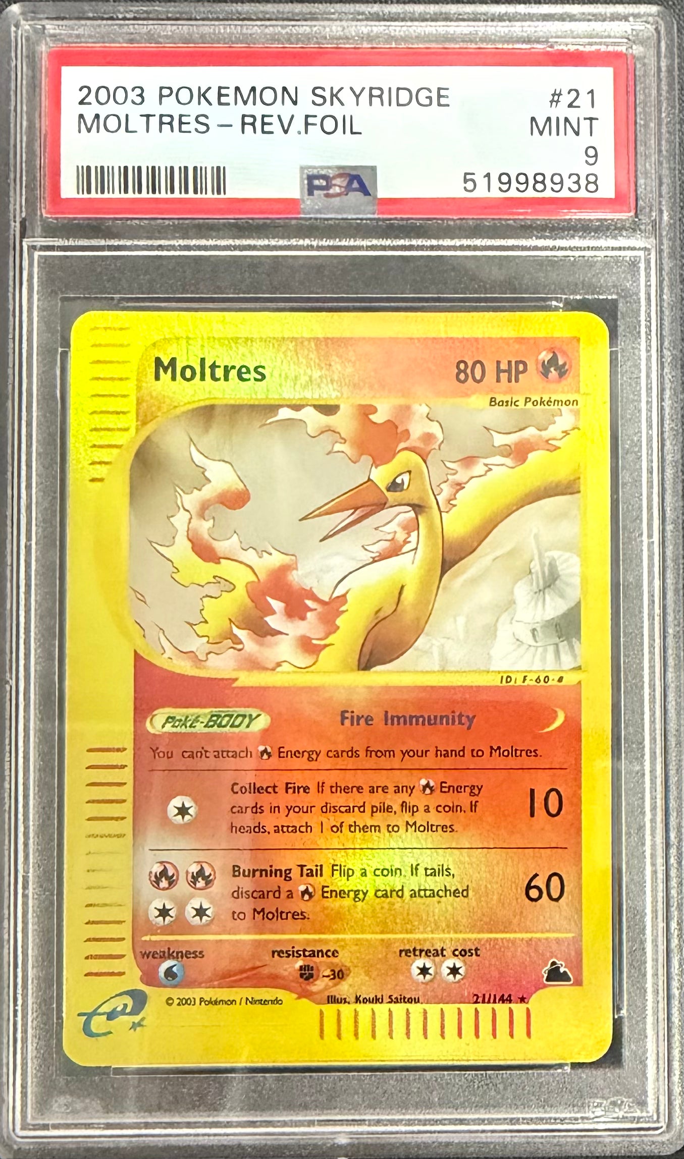2003 POKEMON SKYRIDGE #21 MOLTRES-REV.FOIL PSA 9