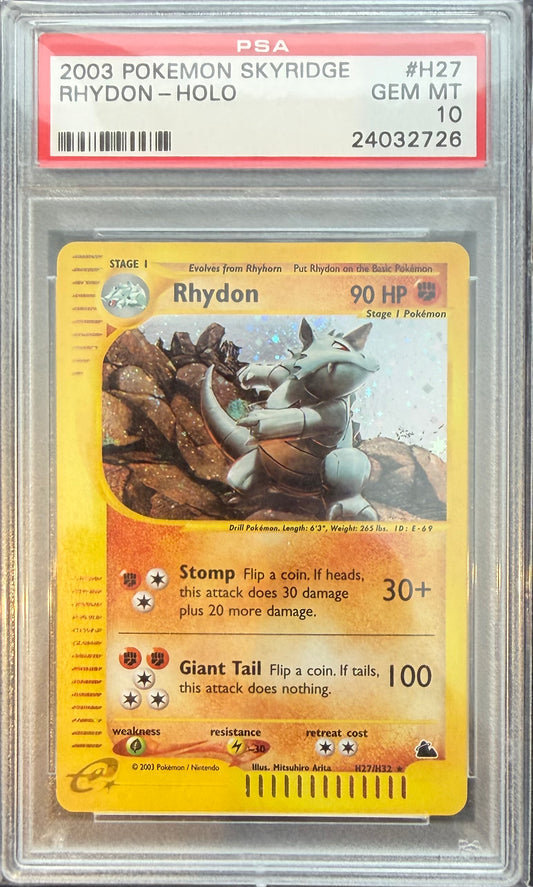 RHYDON-HOLO 2003 POKEMON SKYRIDGE PSA GEM MT 10