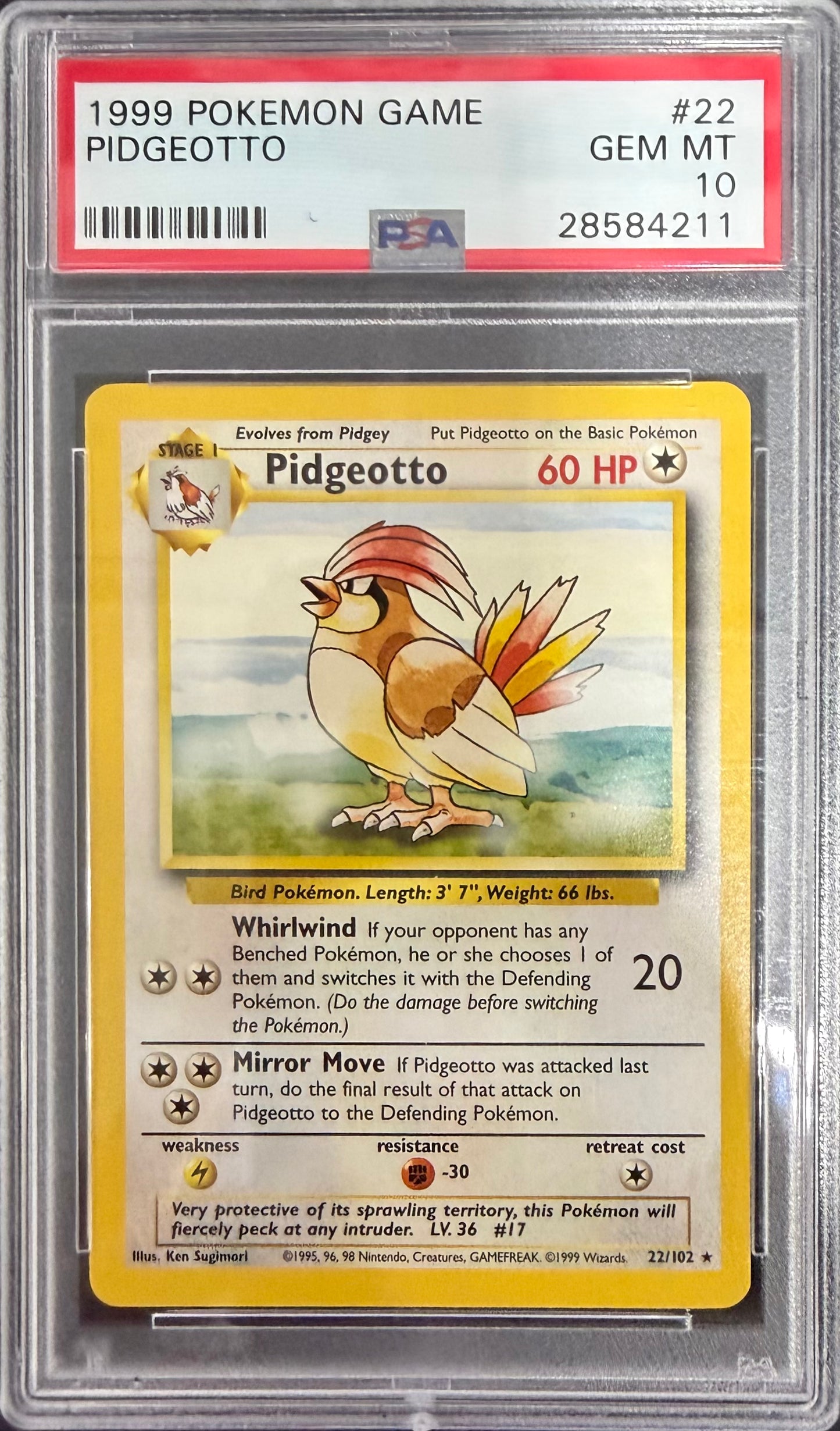 PIDGEOTTO 1999 POKEMON GAME PSA GEM MT 10