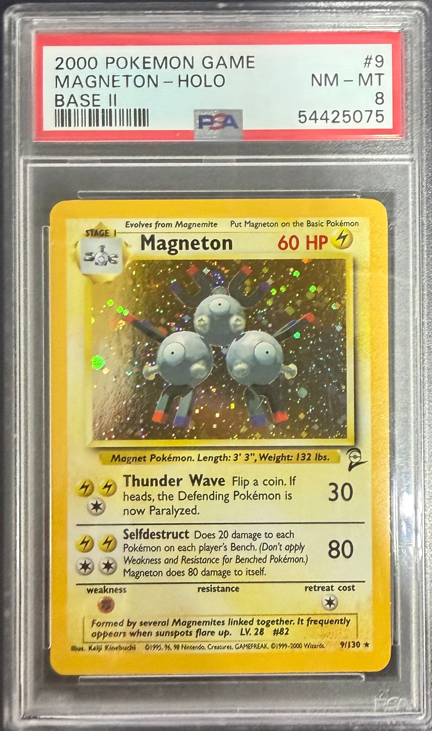 MAGNETON-HOLO BASE II 2000 POKEMON GAME BASE II PSA NM-MT 8