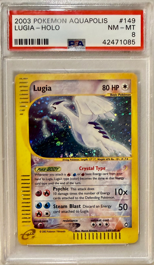 LUGIA-HOLO 2003 POKEMON AQUAPOLIS PSA NM-MT 8