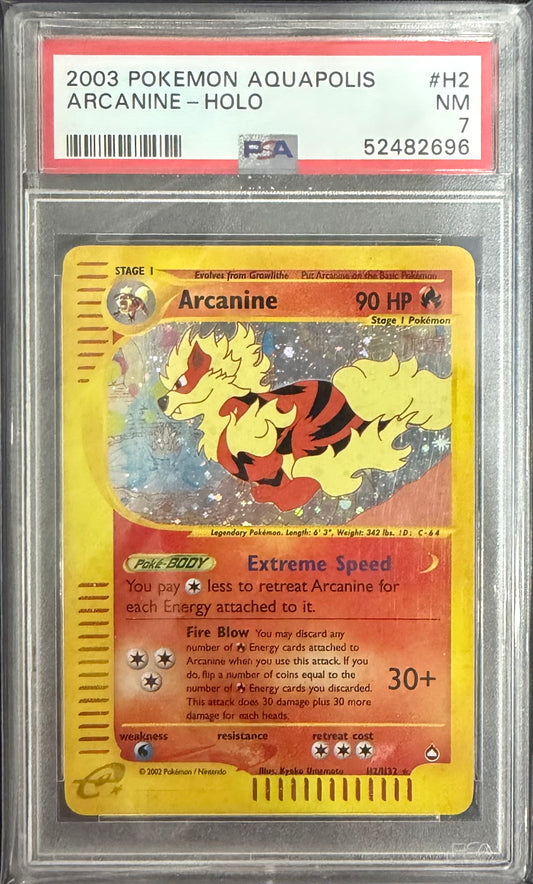 2003 POKEMON AQUAPOLIS #H2 ARCANINE-HOLO PSA 7