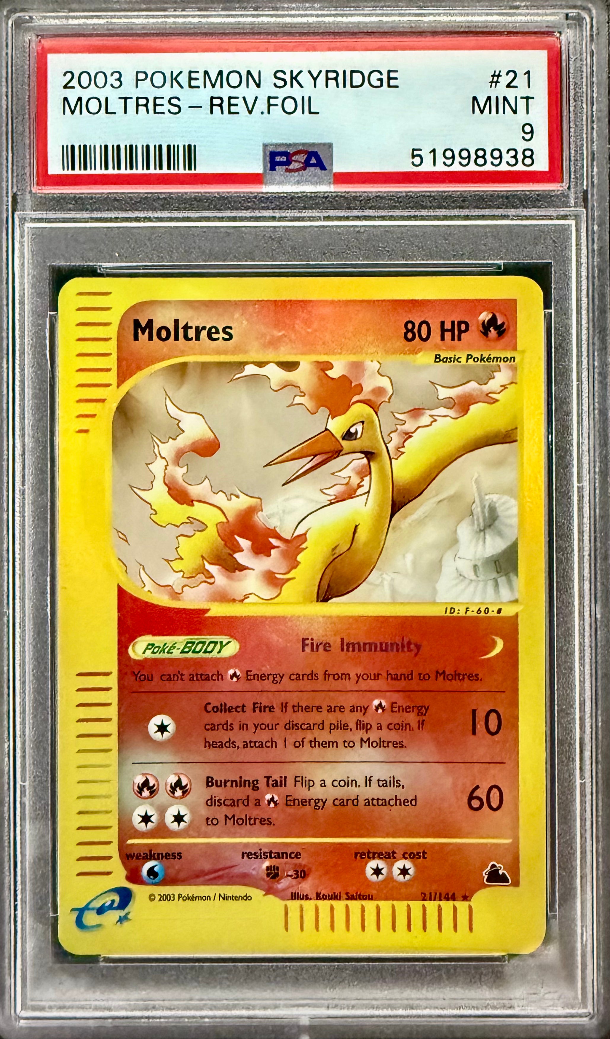2003 POKEMON SKYRIDGE #21 MOLTRES-REV.FOIL PSA 9