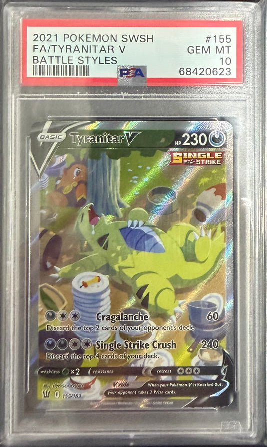 FA/TYRANITAR V BATTLE STYLES 2021 POKEMON SWORD & SHIELD BATTLE STYLES PSA GEM MT 10