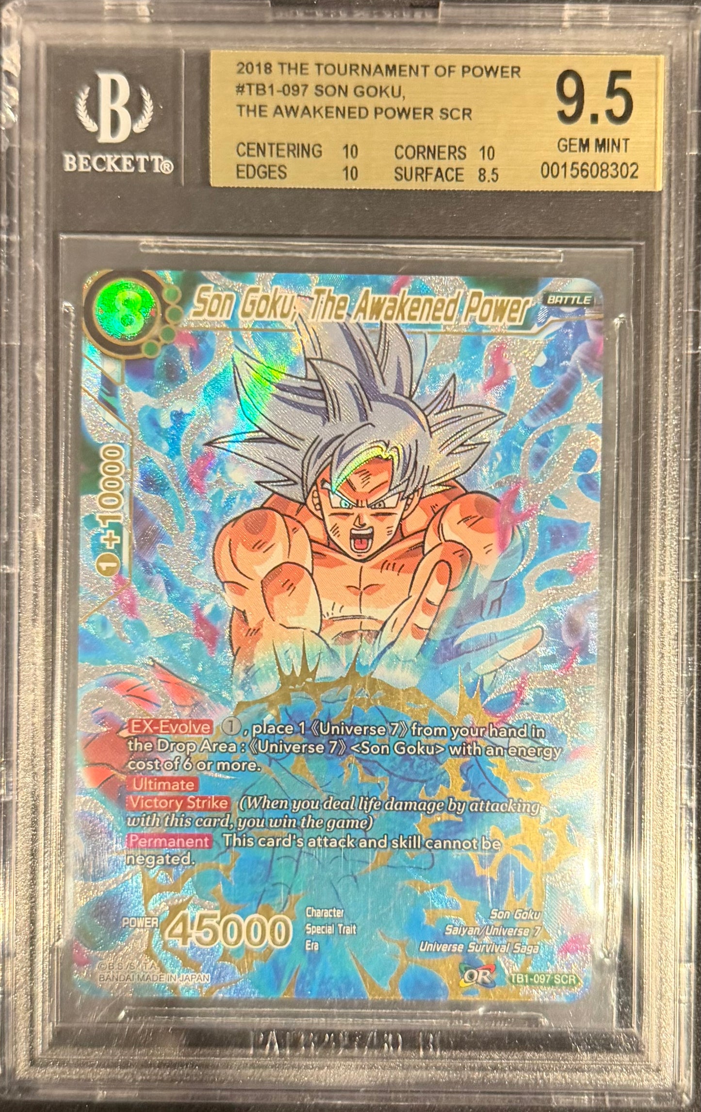 Son Goku, The Awakened Power SCR 2018 2018 Dragon Ball Super The Tournament of Power BGS 9.5