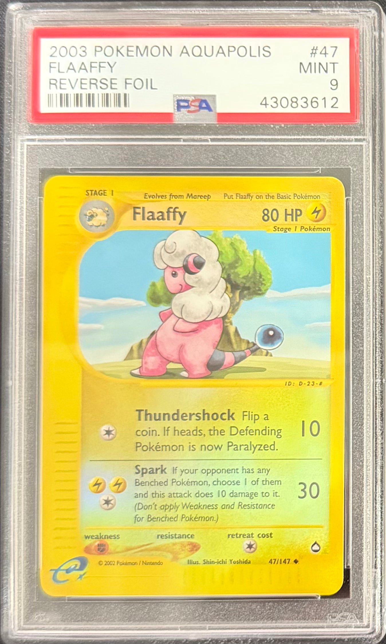 2003 POKEMON AQUAPOLIS #47 FLAAFFY-REV.FOIL PSA 9