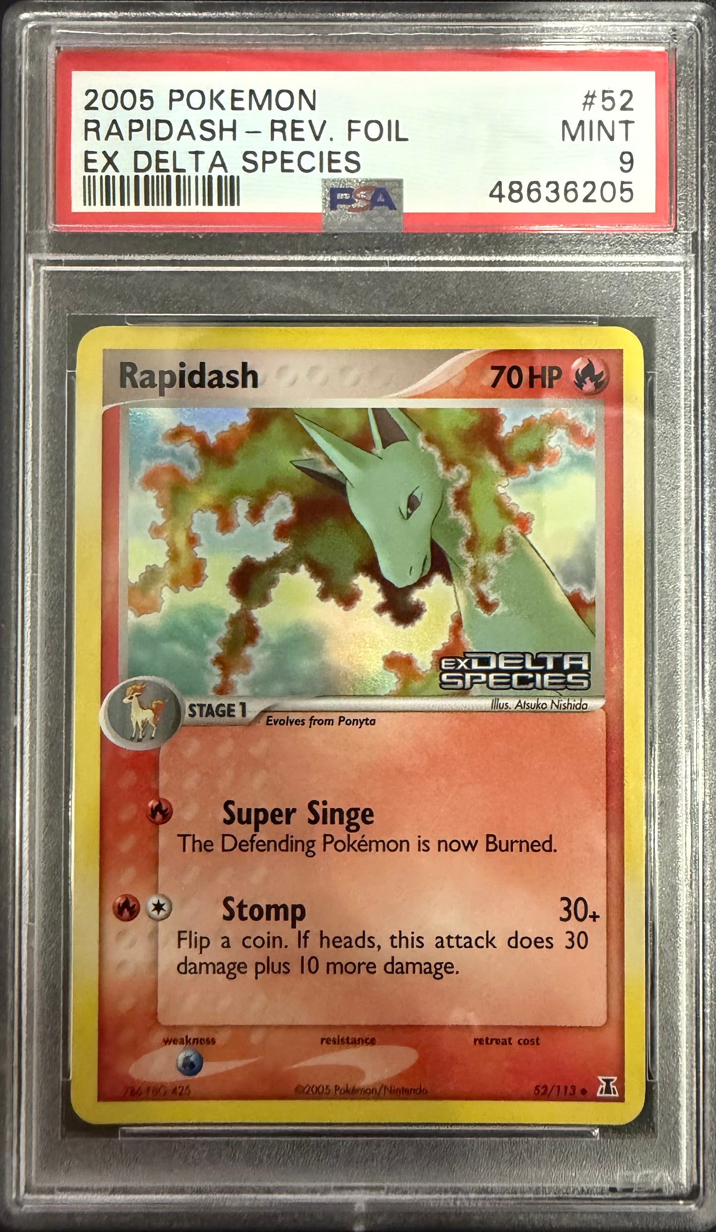 RAPIDASH-REV.FOIL DELTA SPECIES 2005 POKEMON EX DELTA SPECIES PSA MINT 9