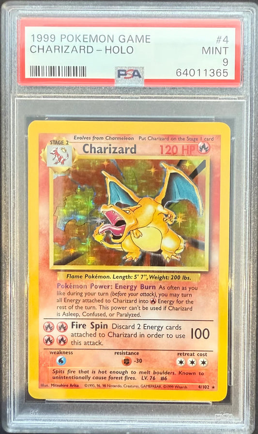 CHARIZARD-HOLO 1999 POKEMON GAME PSA MINT 9