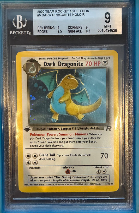 Dark Dragonite HOLO R 2000 2000 Pokemon Team Rocket 1st Edition BGS 9.0