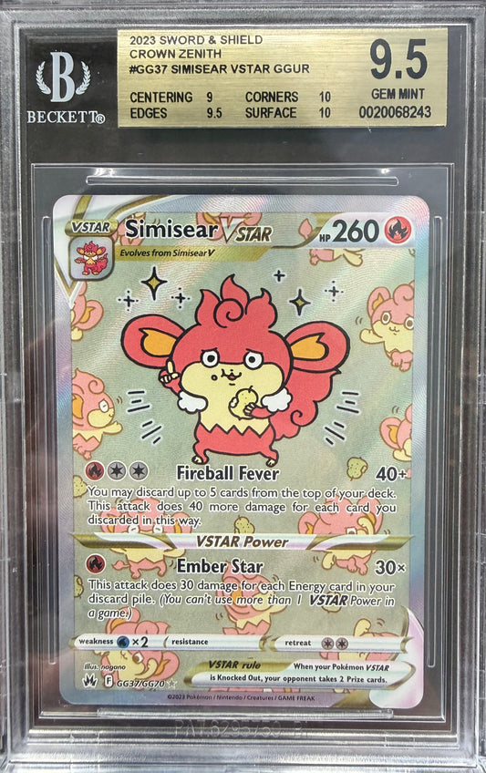 Simisear VSTAR GGUR 2023 Pokemon BGS 9.5