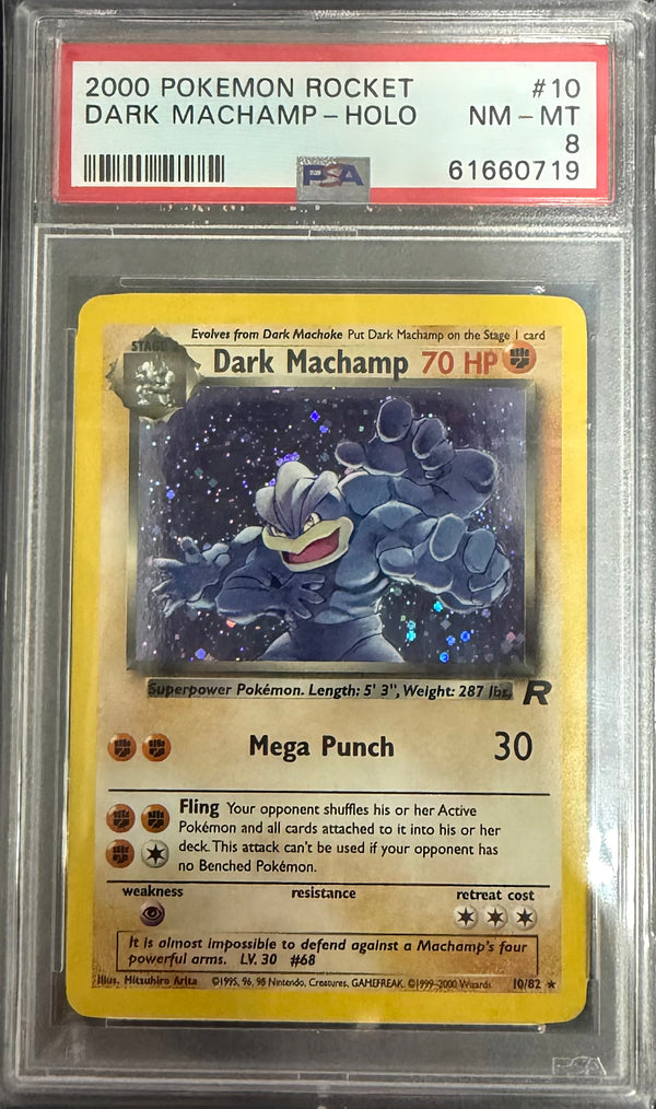 2000 POKEMON ROCKET #10 DARK MACHAMP-HOLO PSA 8