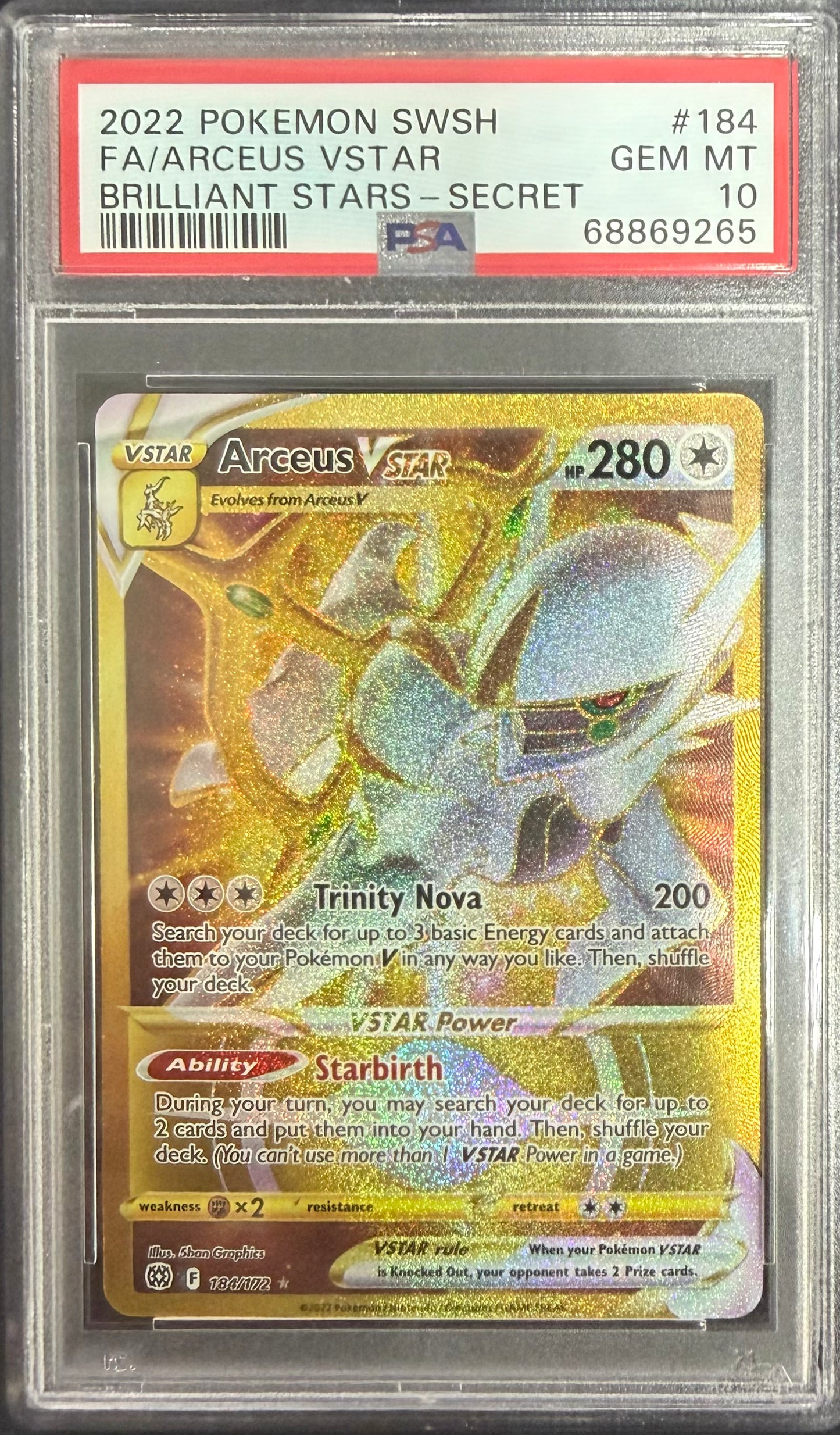 FA/ARCEUS VSTAR BRILLIANT STARS-SECRET 2022 POKEMON SWORD & SHIELD BRILLIANT STARS PSA GEM MT 10