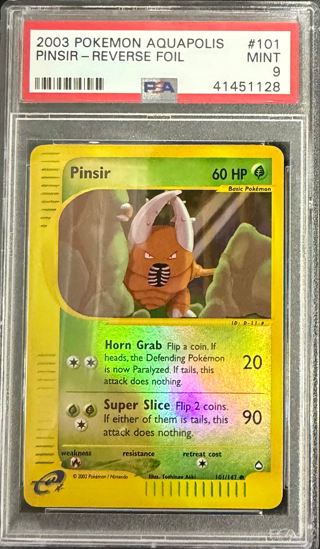 2003 POKEMON AQUAPOLIS #101 PINSIR-REVERSE FOIL PSA 9
