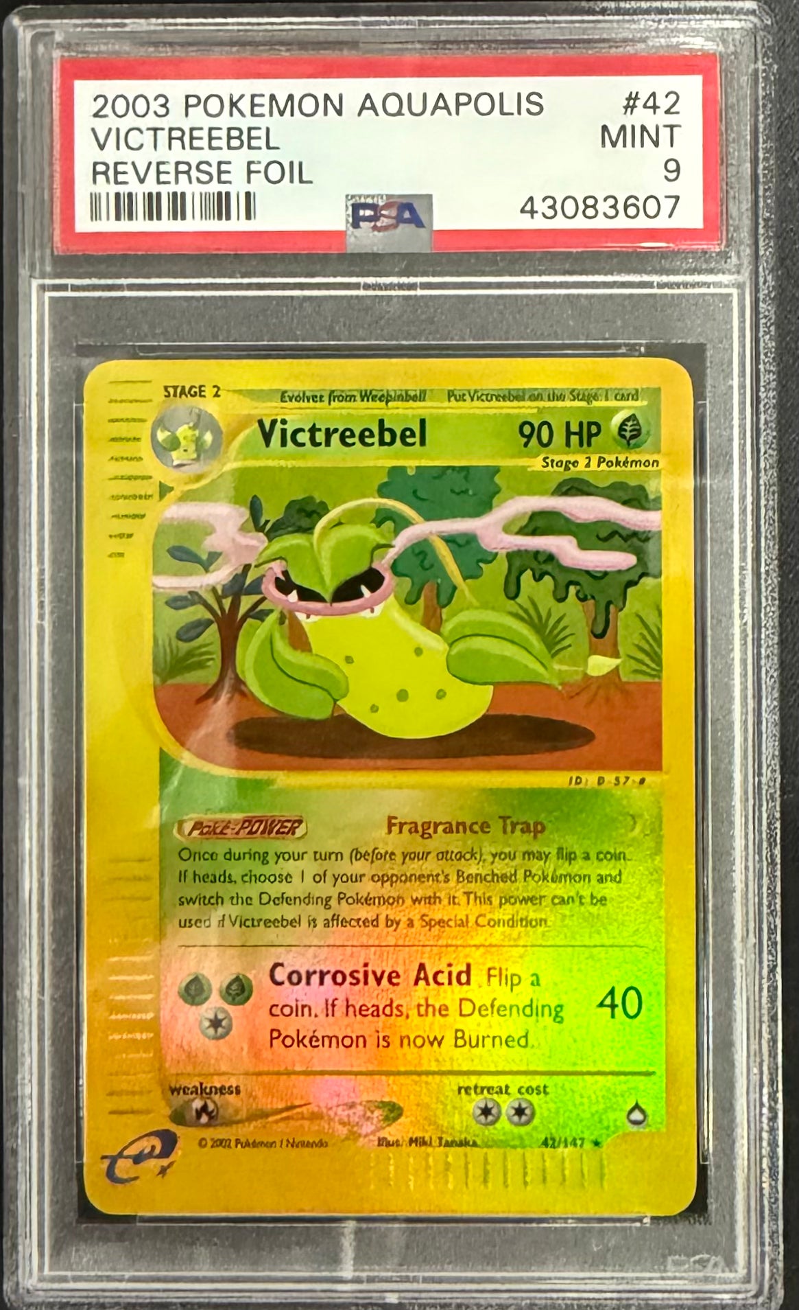 2003 POKEMON AQUAPOLIS #42 VICTREEBEL REVERSE FOIL PSA 9