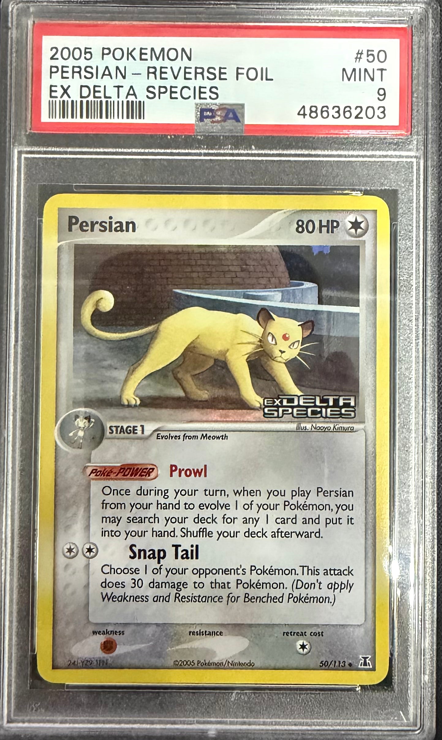 PERSIAN-REV.FOIL DELTA SPECIES 2005 POKEMON EX DELTA SPECIES PSA MINT 9