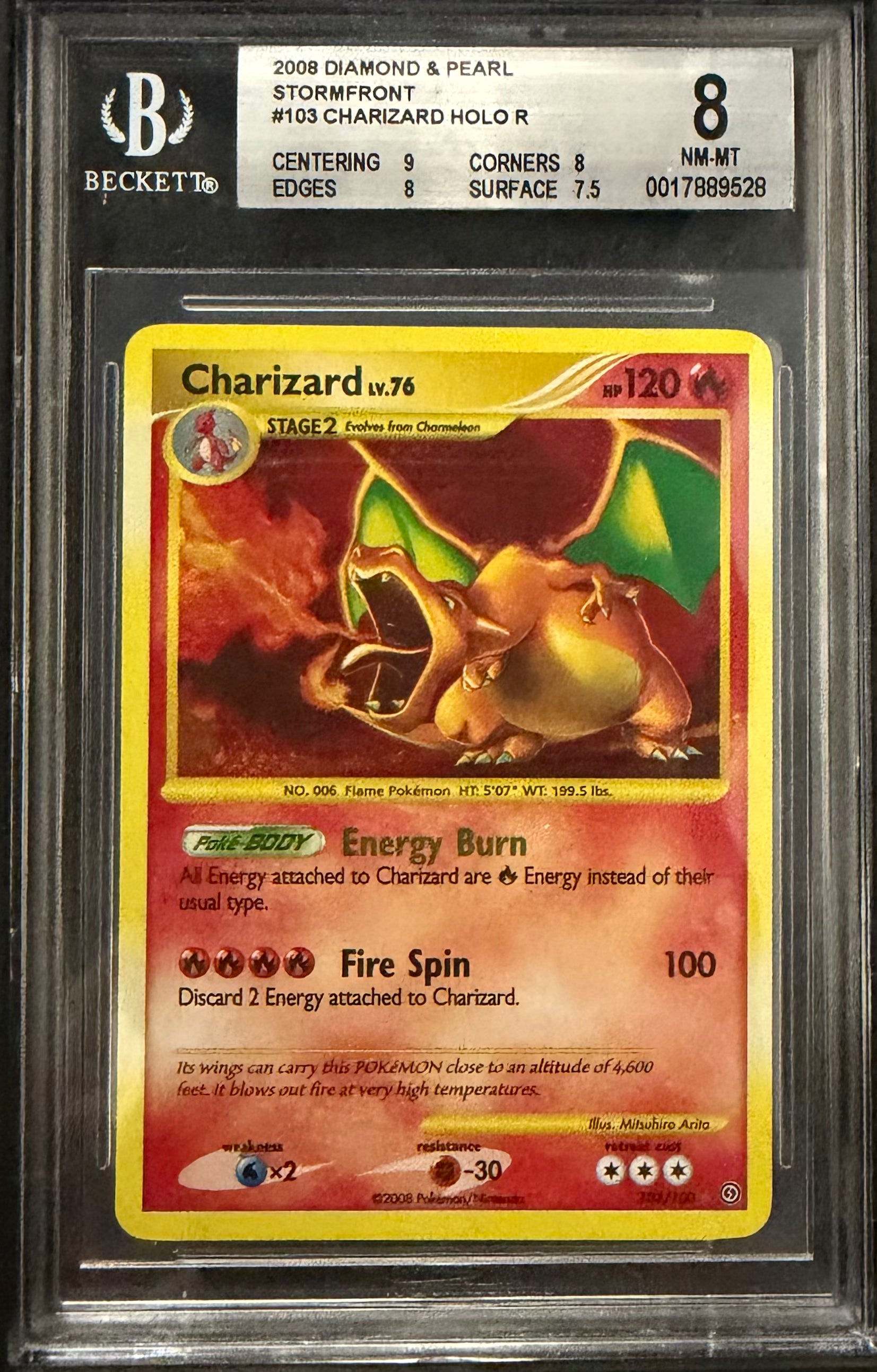 2008 Pokemon Diamond and Pearl Stormfront Charizard HOLO R BGS 8
