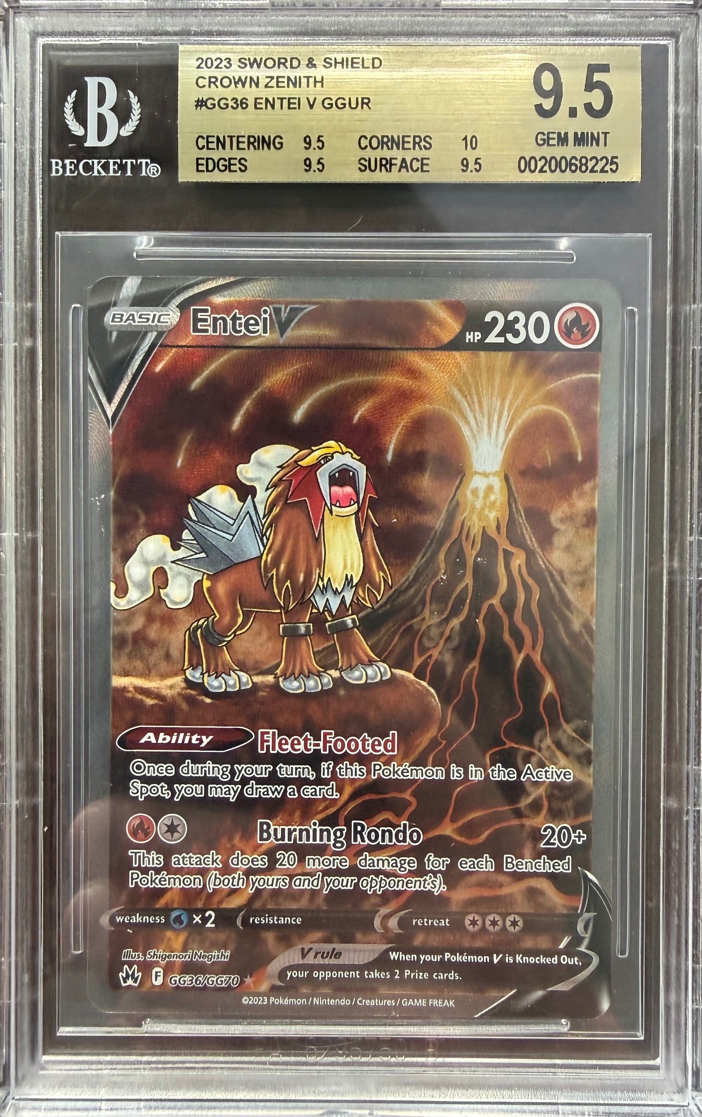 Entei V GGUR 2023 Pokemon BGS 9.5