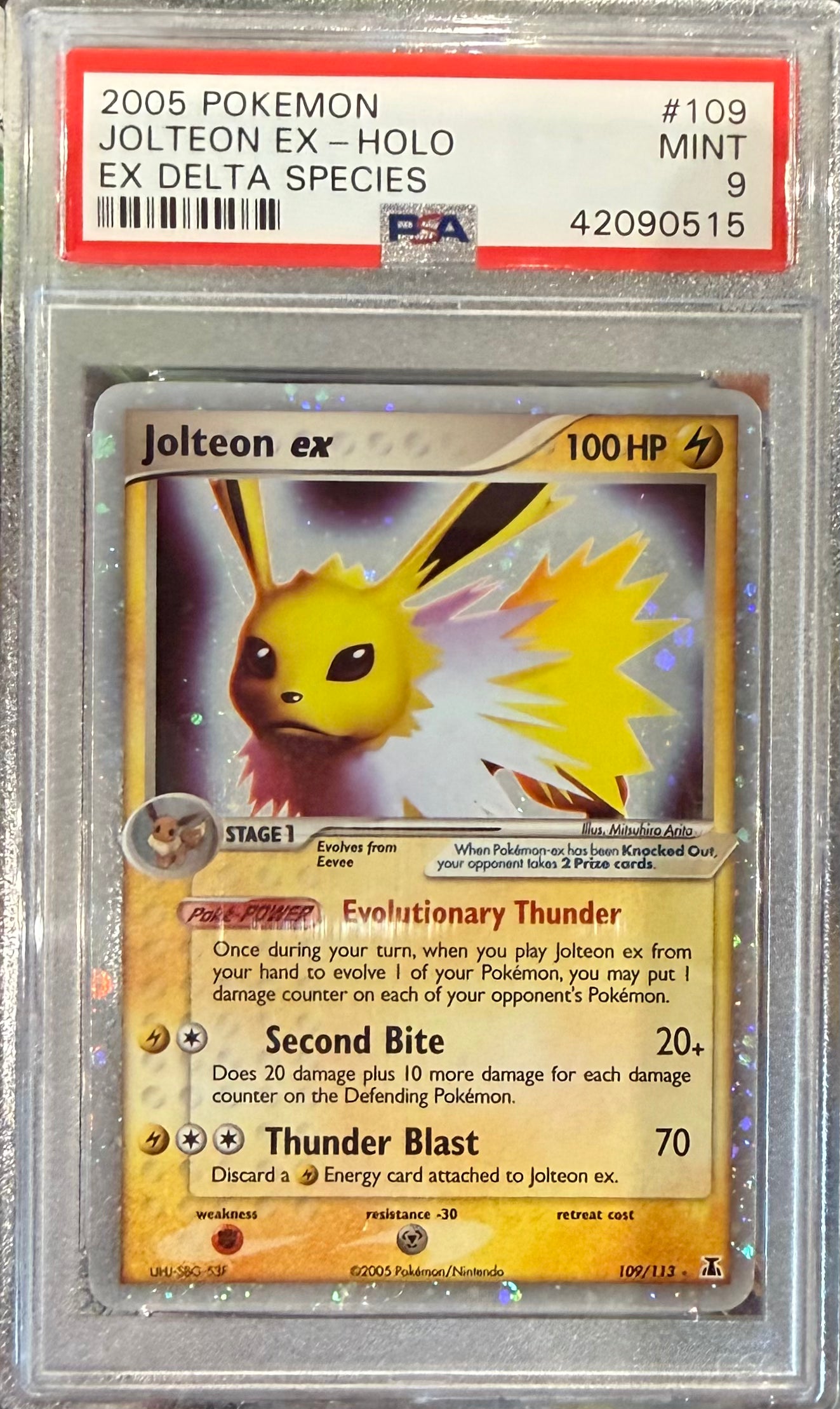 2005 POKEMON EX DELTA SPECIES #109 JOLTEON EX-HOLO DELTA SPECIES PSA 9