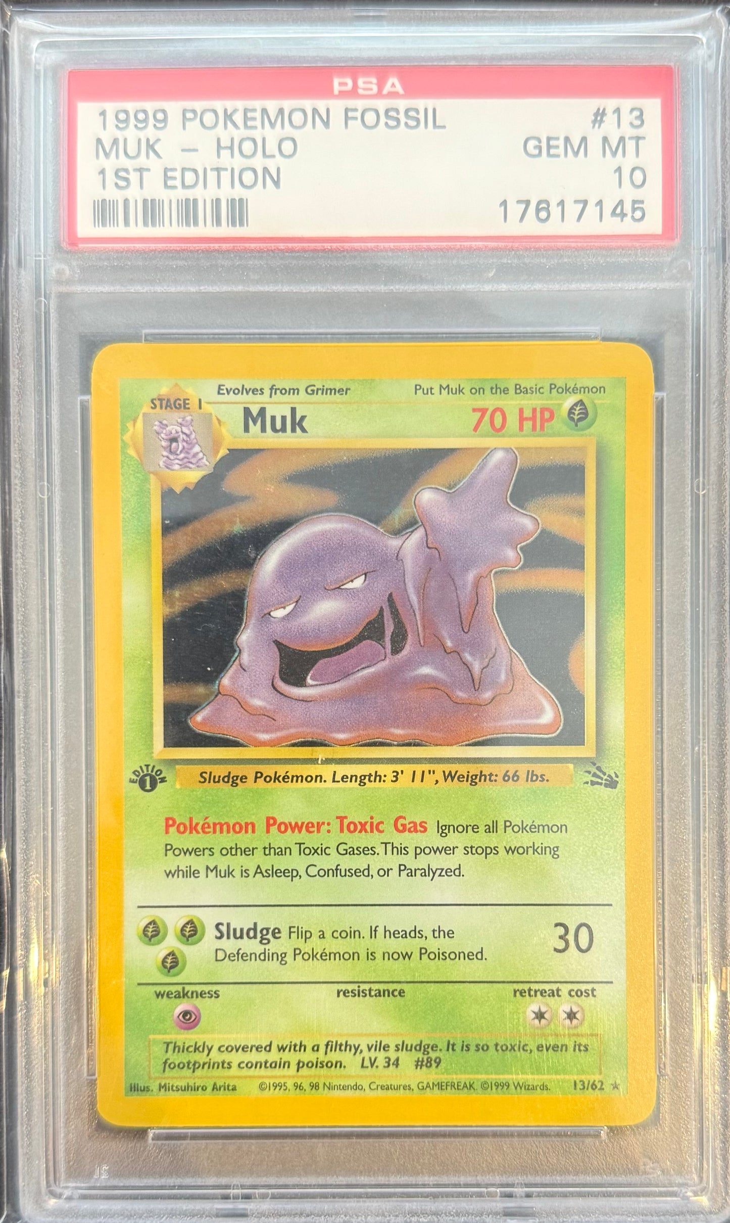 MUK-HOLO 1ST EDITION 1999 POKEMON FOSSIL PSA GEM MT 10