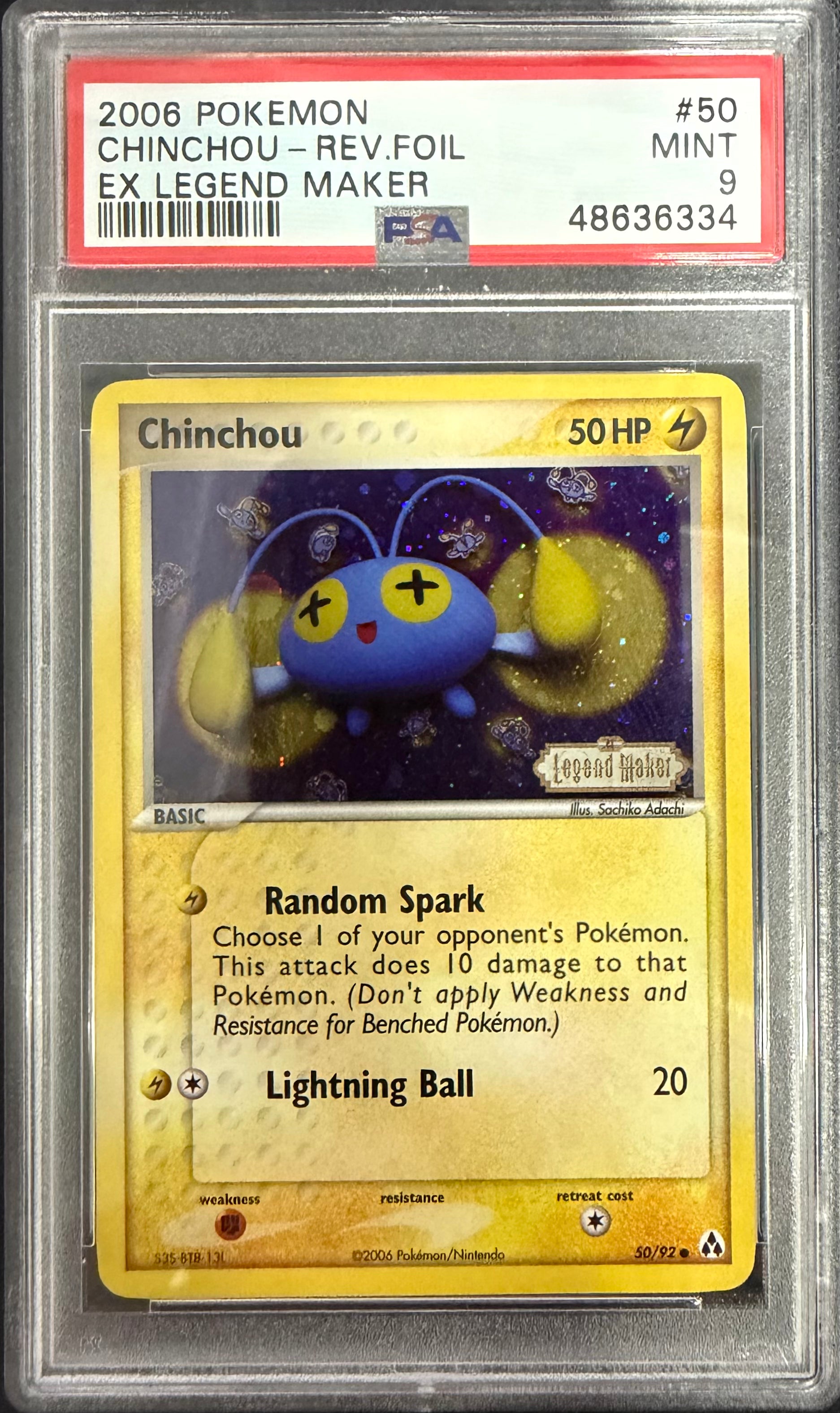 CHINCHOU-REV.FOIL LEGEND MAKER 2006 POKEMON EX LEGEND MAKER PSA MINT 9