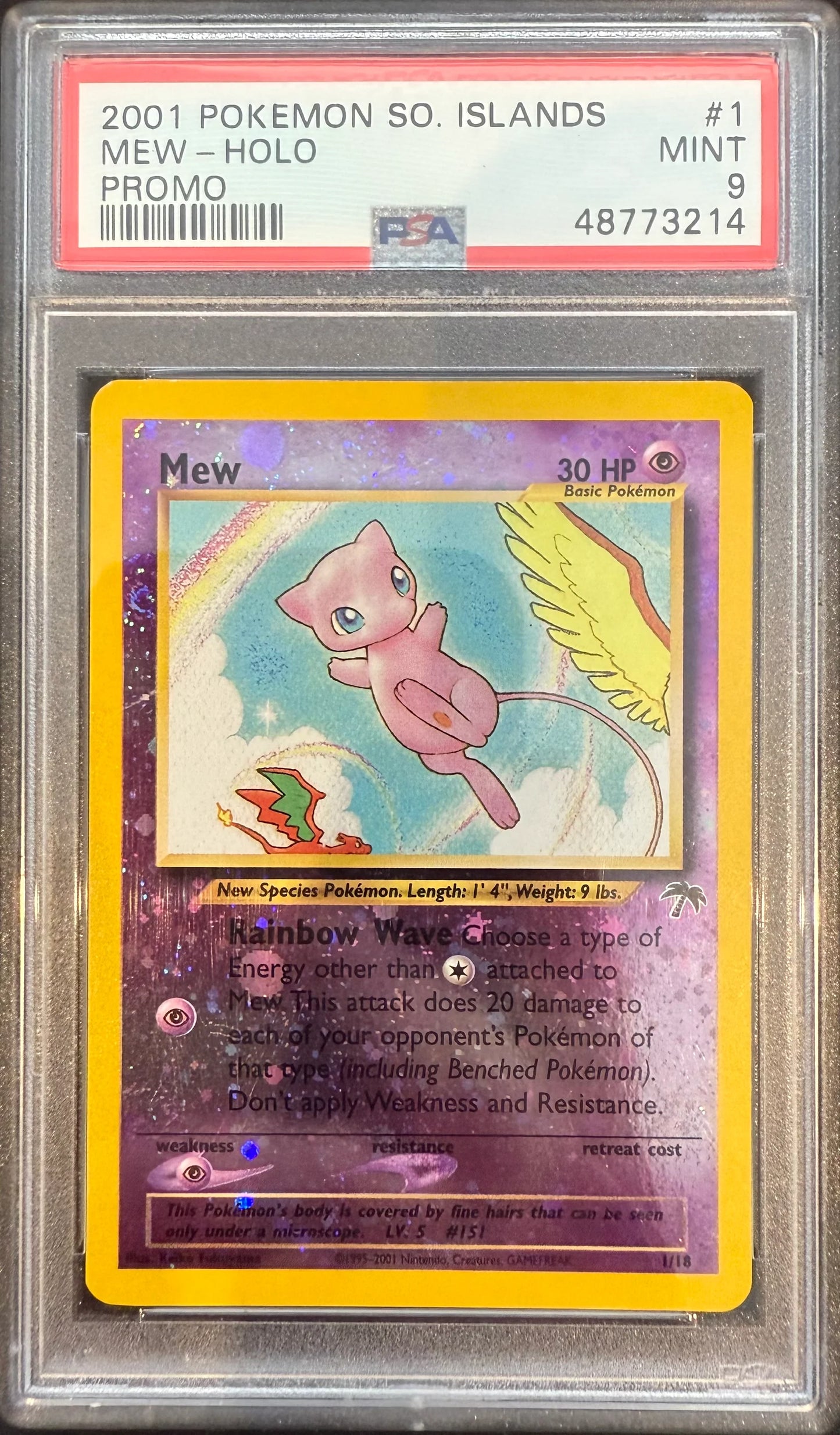 MEW-HOLO PROMO 2001 POKEMON SOUTHERN ISLANDS PROMO PSA MINT 9