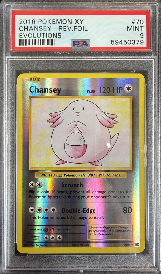 CHANSEY-REV.FOIL EVOLUTIONS 2016 POKEMON XY EVOLUTIONS PSA MINT 9