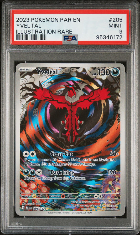 YVELTAL ILLUSTRATION RARE 2023 POKEMON PAR EN-PARADOX RIFT PSA MINT 9