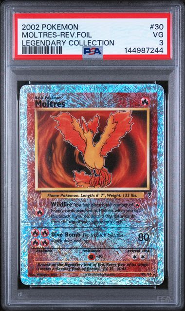 2002 POKEMON LEGENDARY COLLECTION #30 MOLTRES-REV.FOIL LEGENDARY COLLECTION PSA 3