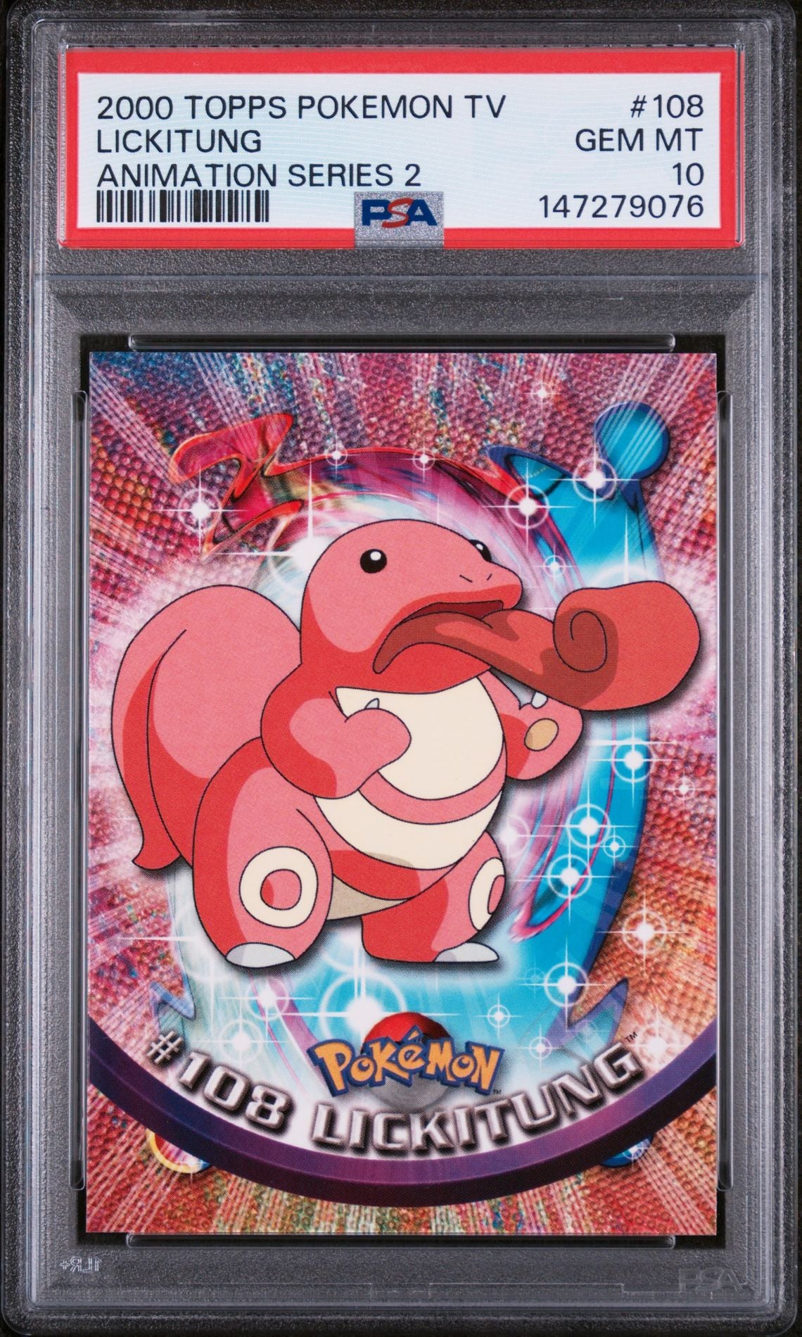 LICKITUNG ANIMATION SERIES 2 2000 TOPPS POKEMON TV ANIMATION SERIES 2 PSA GEM MT 10